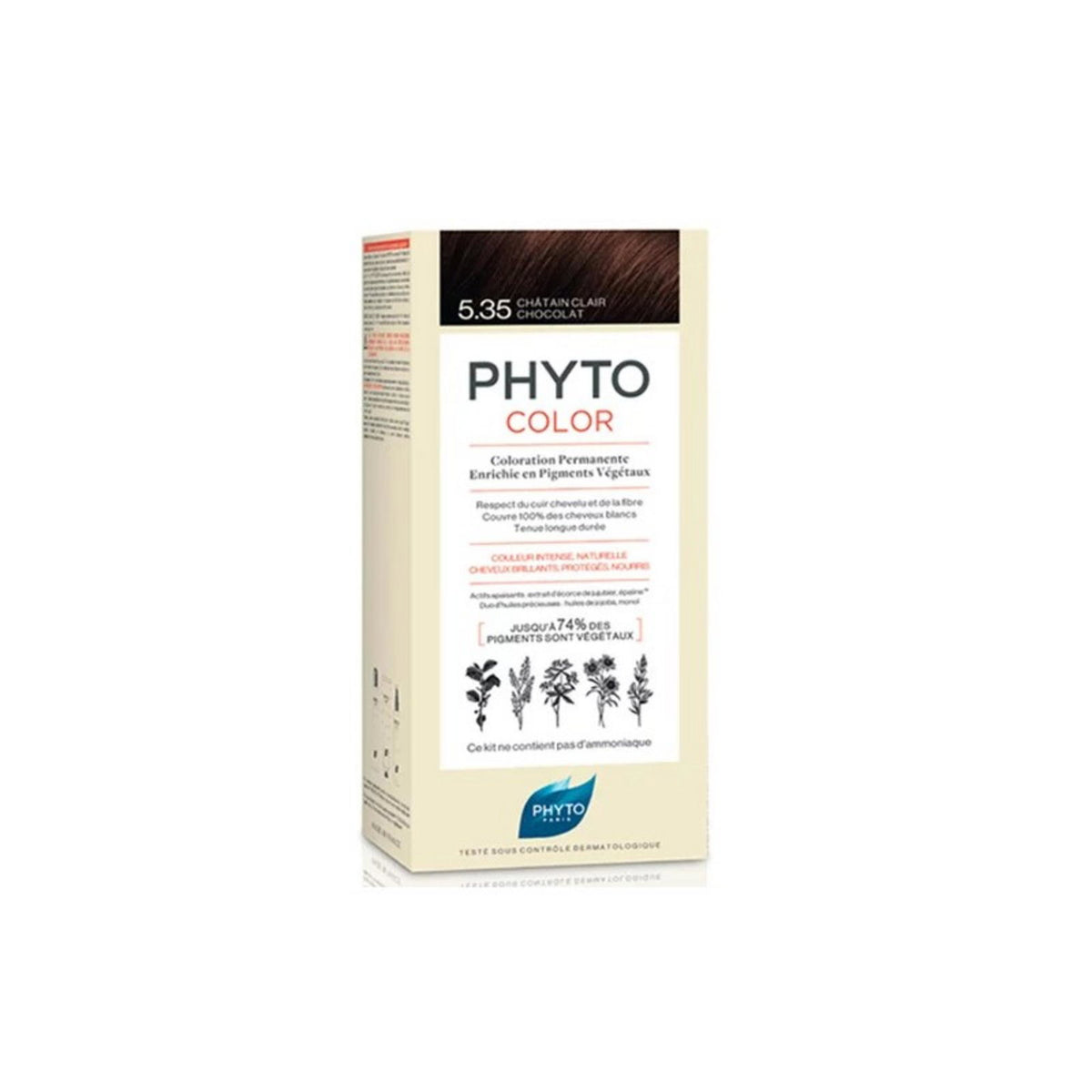 Phyto, Color, Permanent Hair Dye, 5.35 Chocolate Light Brown, 50 ml