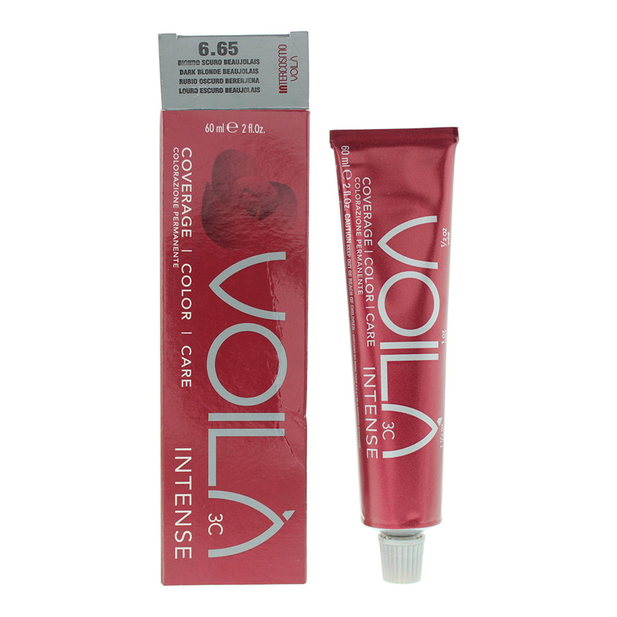 Intercosmo, Voila 3C Intense, Permanent Hair Dye, 6.65 Dark Blonde Beaujolais, 60 ml