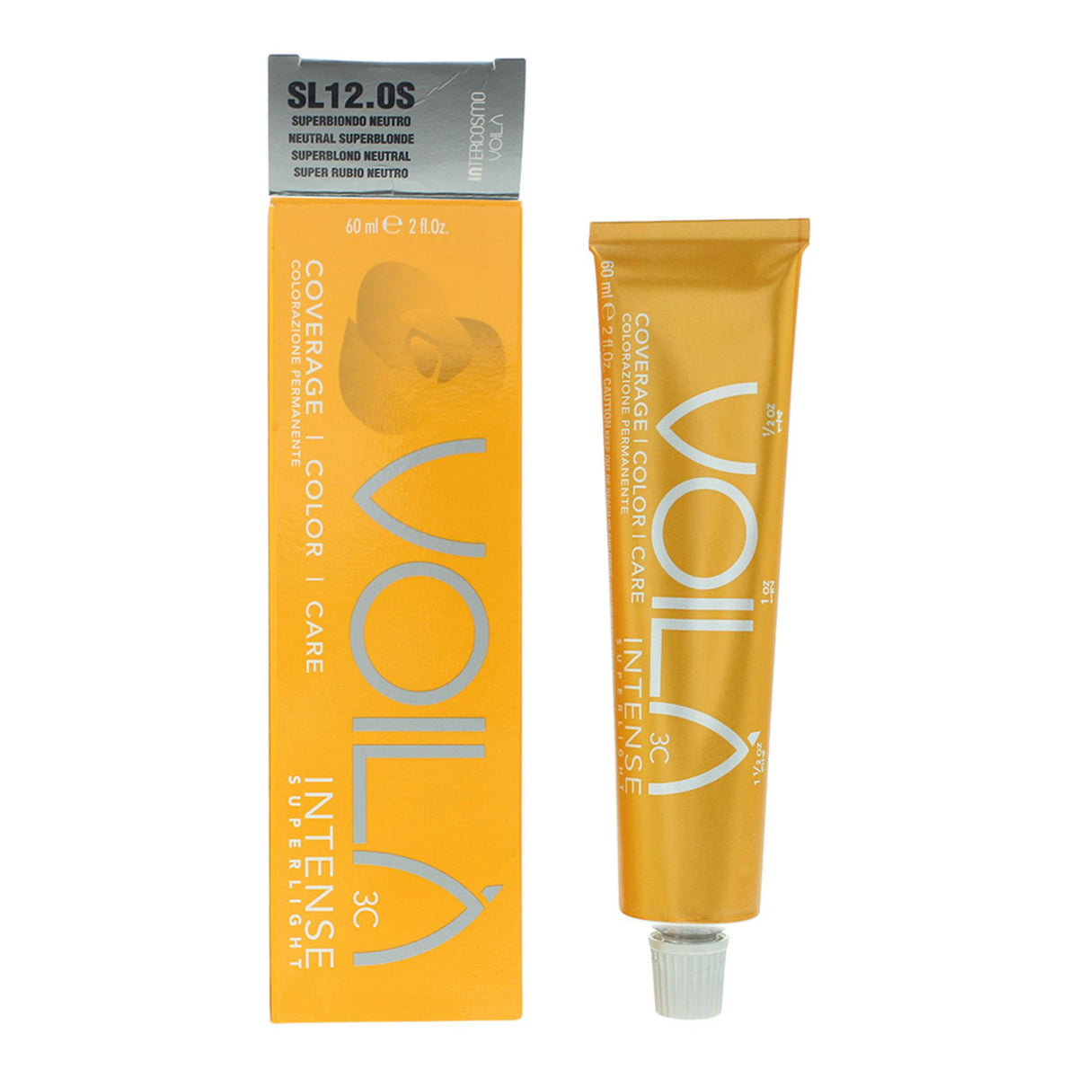Intercosmo, Voila 3C Intense, Permanent Hair Dye, SL 12.OS Neutral Superblonde, 60 ml