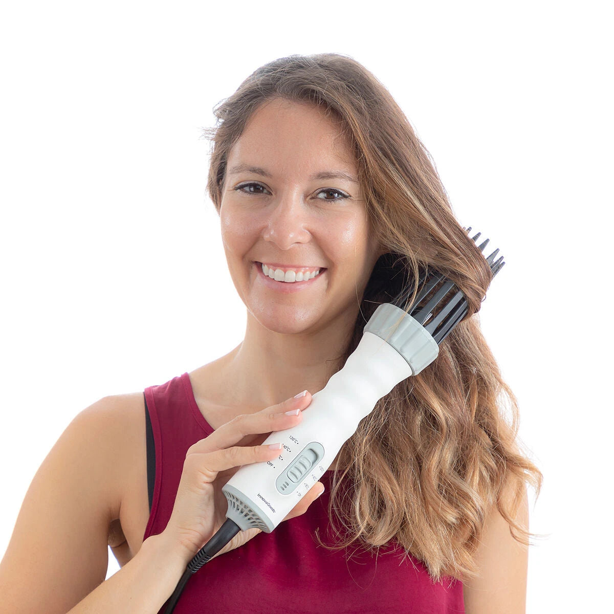 3-in-1 Drying, Styling and Curling Hairbrush Dryple InnovaGoods 550 W product packaging