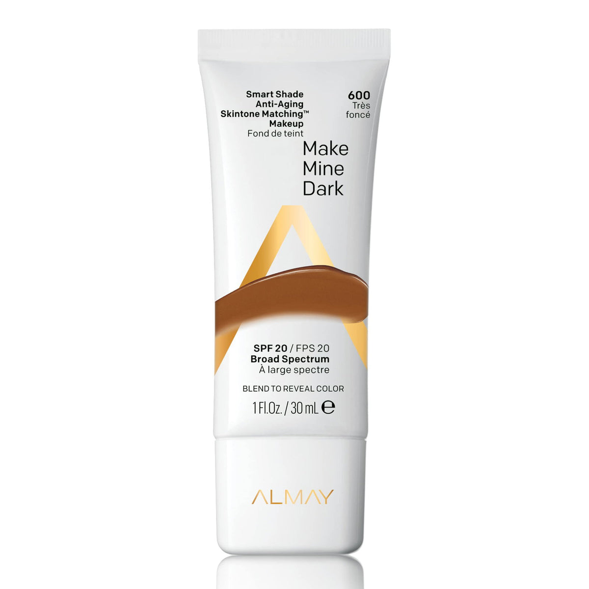 Almay, Smart Shade, Tone-matching, Liquid Foundation, 600, Make Mine Dark, 20 SPF, 30 ml