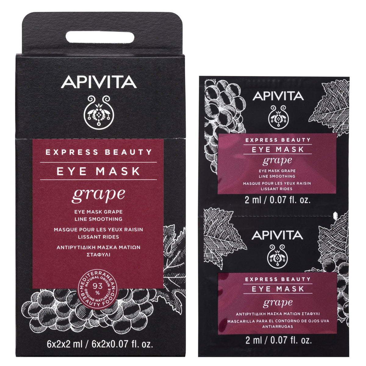 Set, Apivita, Grape, Line Smoother, Eye Cream Mask, 2 pcs, 2 ml