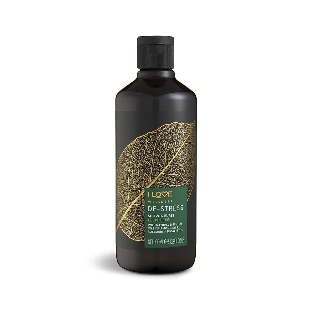 I Love, Wellness De-Stress, Vegan, Rosemary, Eucalyptus & Lemongrass, Cleansing, Shower Gel, For All Skin Types, 500 ml