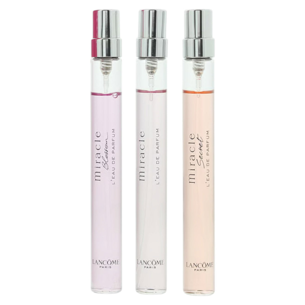 Miracle Set Lancome: Miracle Blossom, Eau De Parfum, For Women, 10 ml + Miracle, Eau De Parfum, For Women, 10 ml + Miracle Secret, Eau De Parfum, For Women, 10 ml