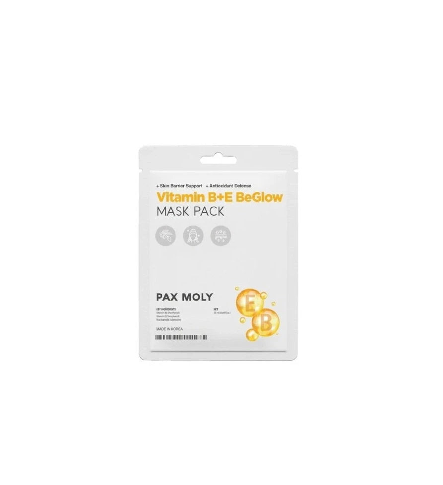 PaxMoly, Be Glow, Vitamin B+E, Upplysande & lystergivande, Sheet Mask, Ansikte, Dag & natt, 25 ml