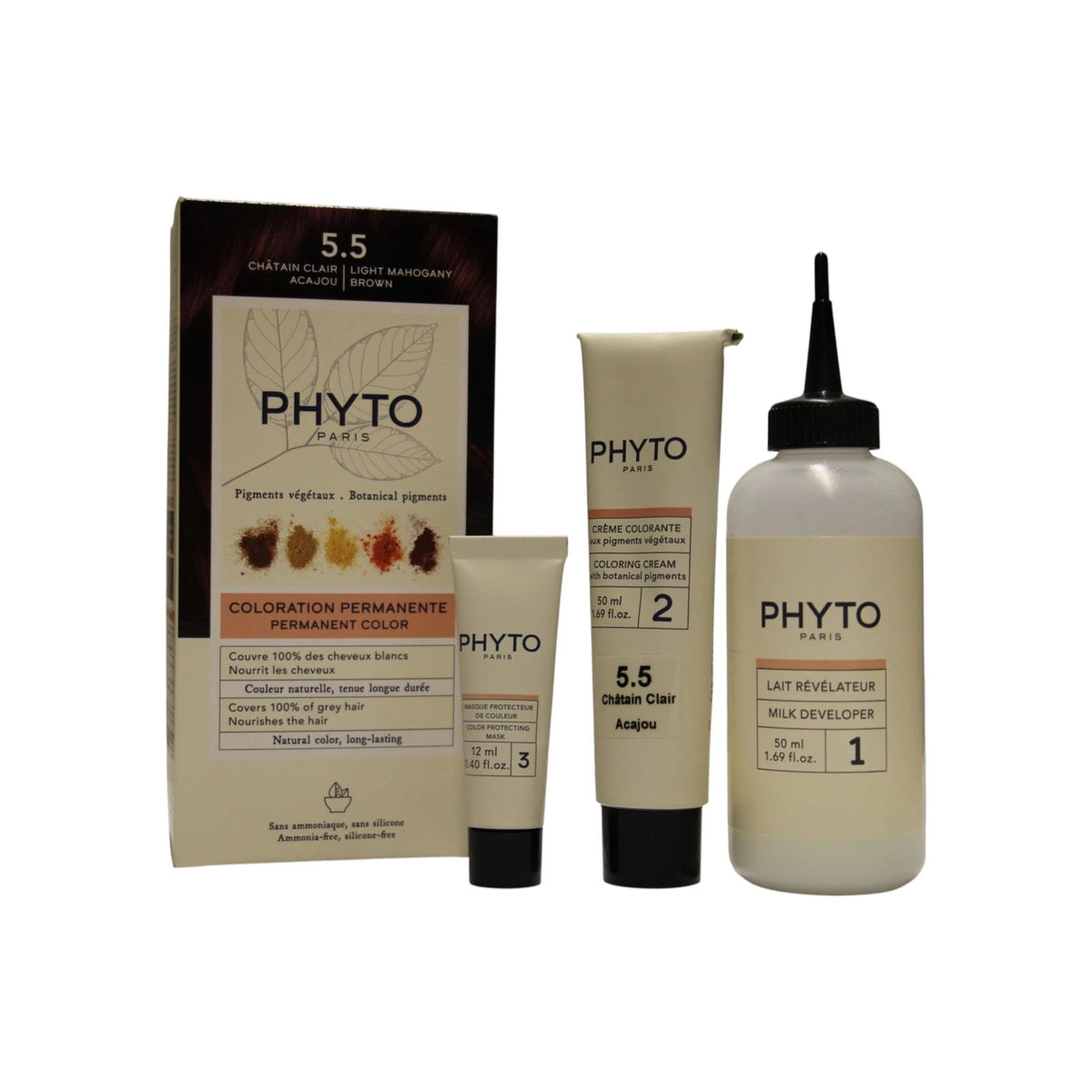 Phyto Color Kit Permanent hårfärg 5.5 Ljus mahognybrun 50 ml