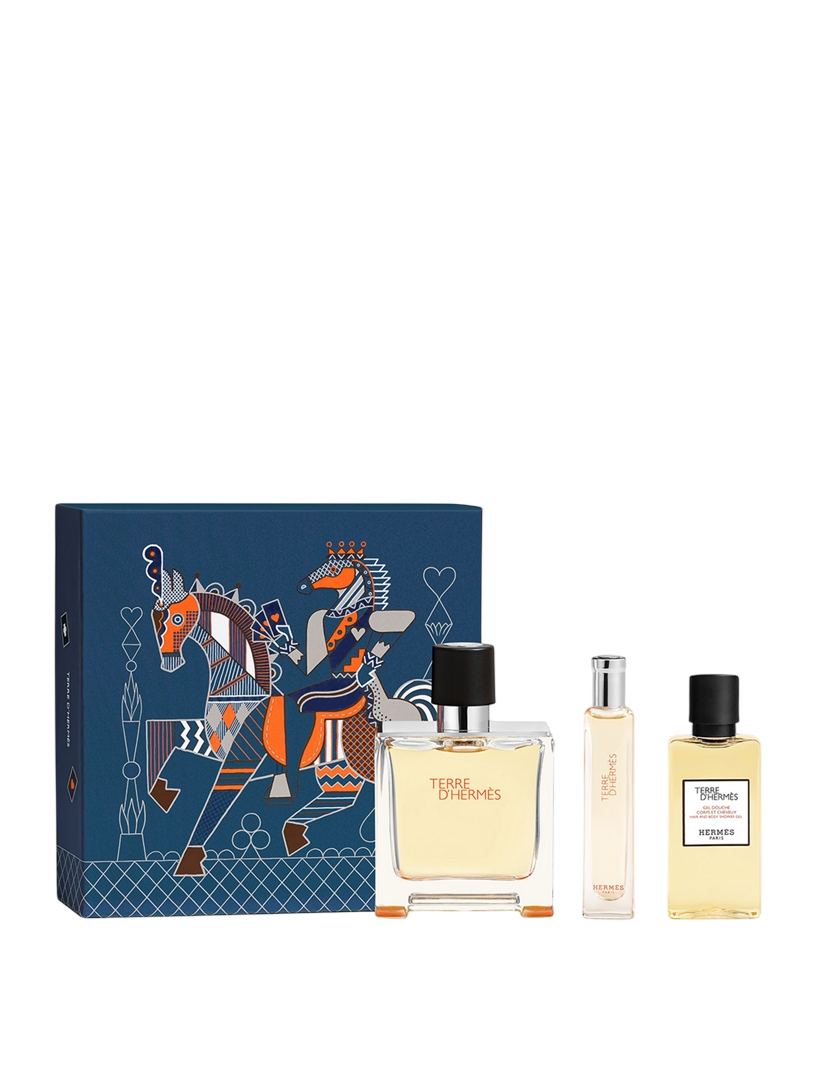 Set Hermes: Terre d'Hermes, Eau De Parfum, For Men, 75 ml + Terre d'Hermes, Eau De Parfum, For Men, 15 ml + Terre d'Hermes, Shower Gel, For All Skin Types, 40 ml