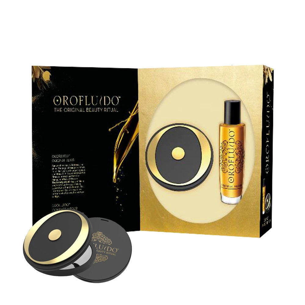 Set Revlon: Orofluido, Hair Oil, For Hydrate/Detangle & Shine, 100 ml + Compact Mirror, Black
