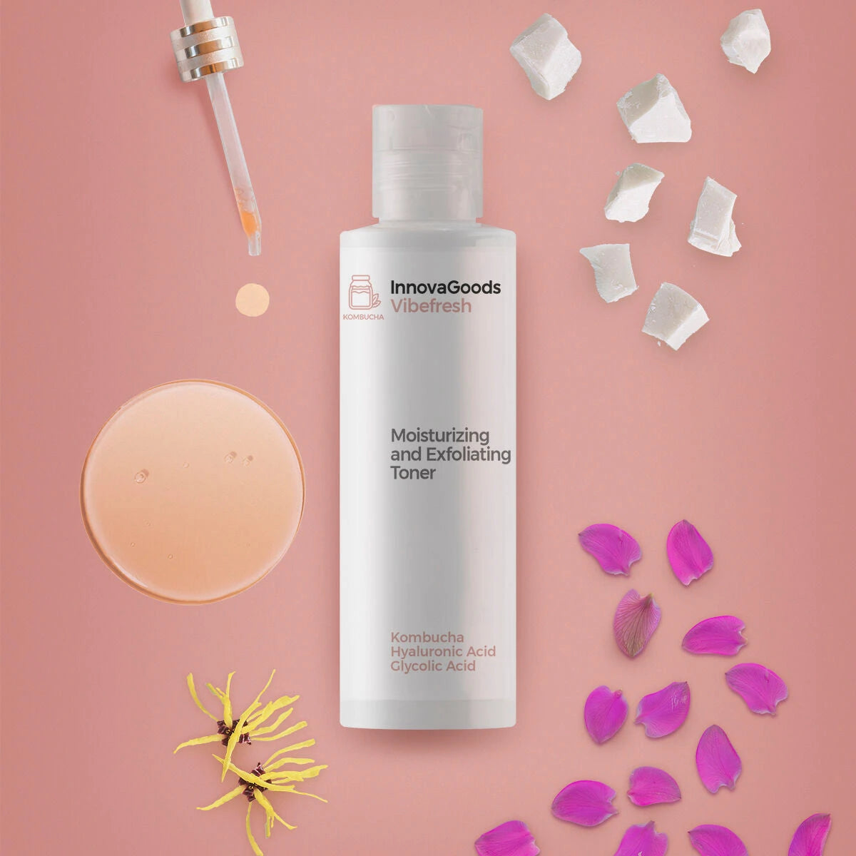 Moisturizing and Exfoliating Facial Toner Kombucha Vibefresh InnovaGoods 150 ml skincare packaging