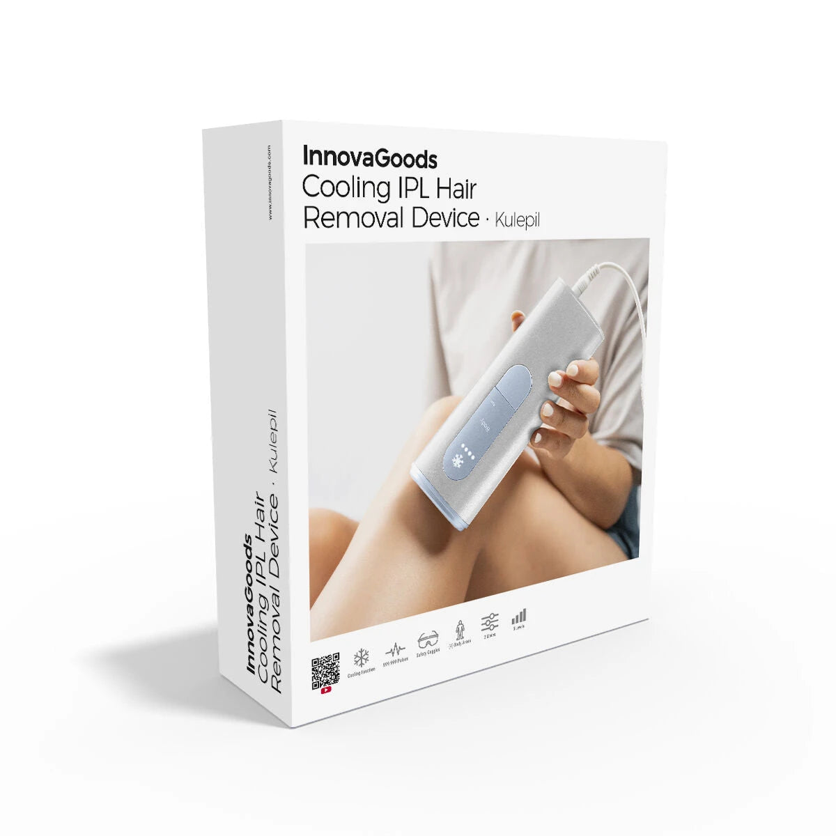 Pulsed Light Hair Remover with Cooling Function and Accessories Kulepil InnovaGoods product packaging